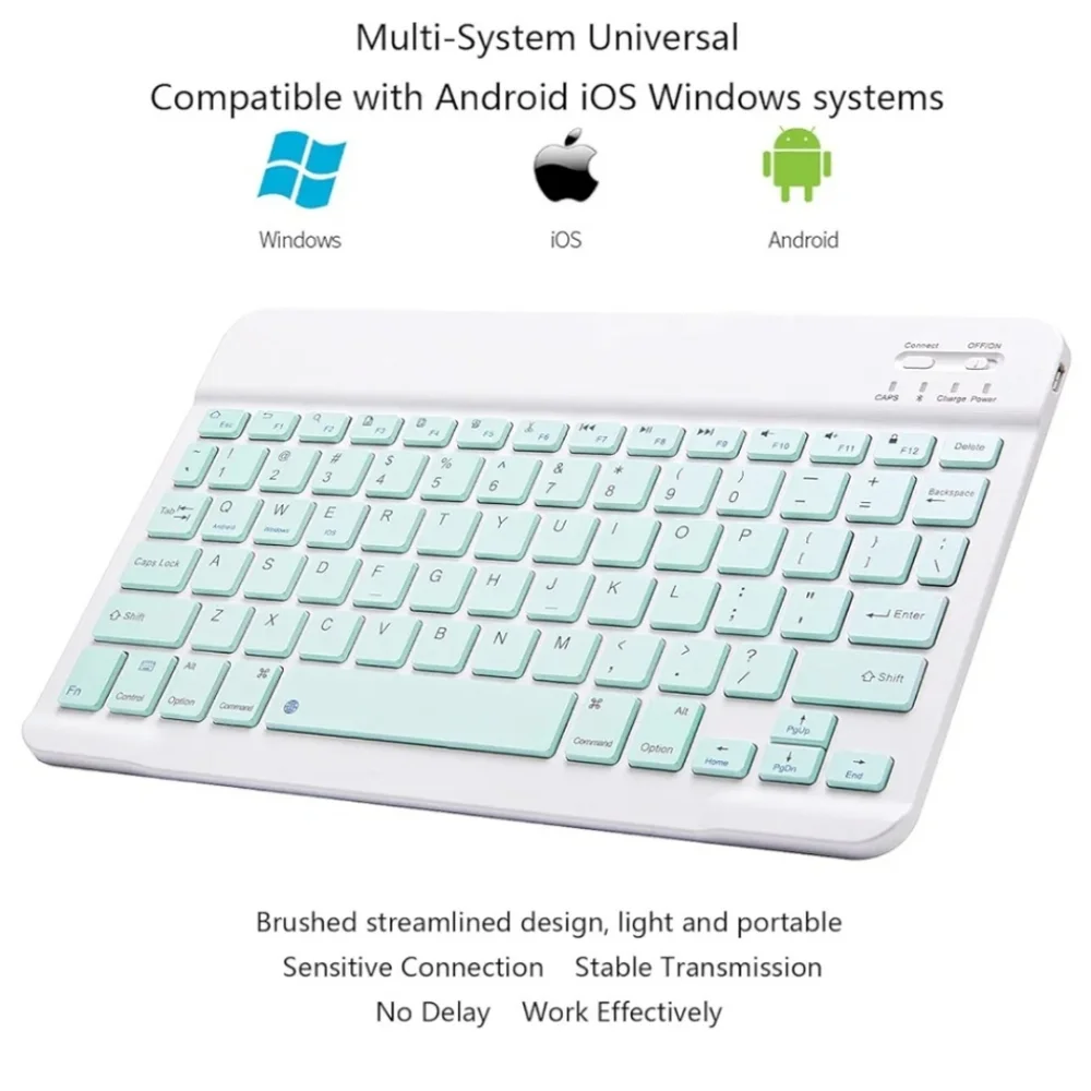 Ultra-Slim Bluetooth Keyboard Portable Mini Wireless Keyboard - Green